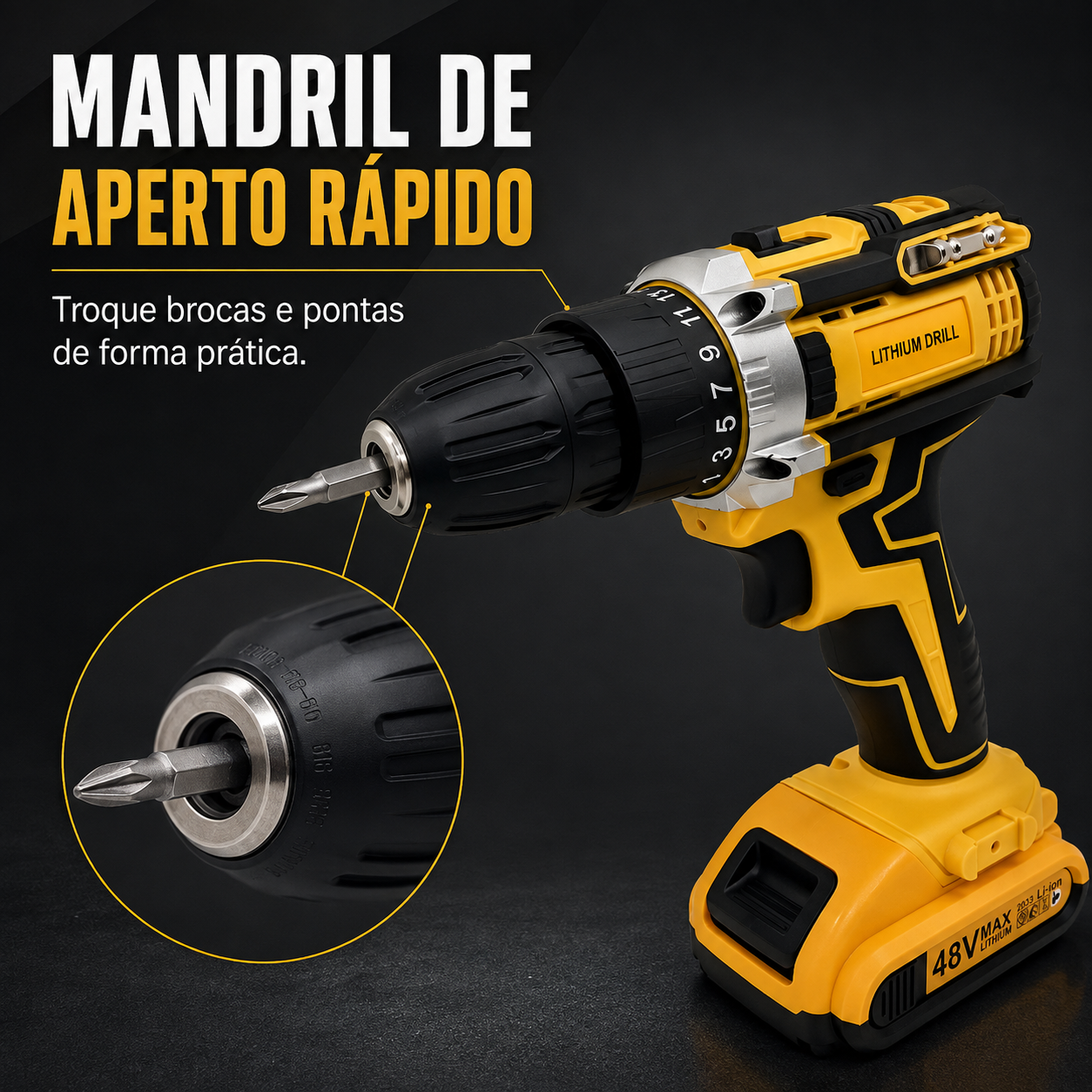 Mandril de aperto rápido da parafusadeira MONTARO 48V